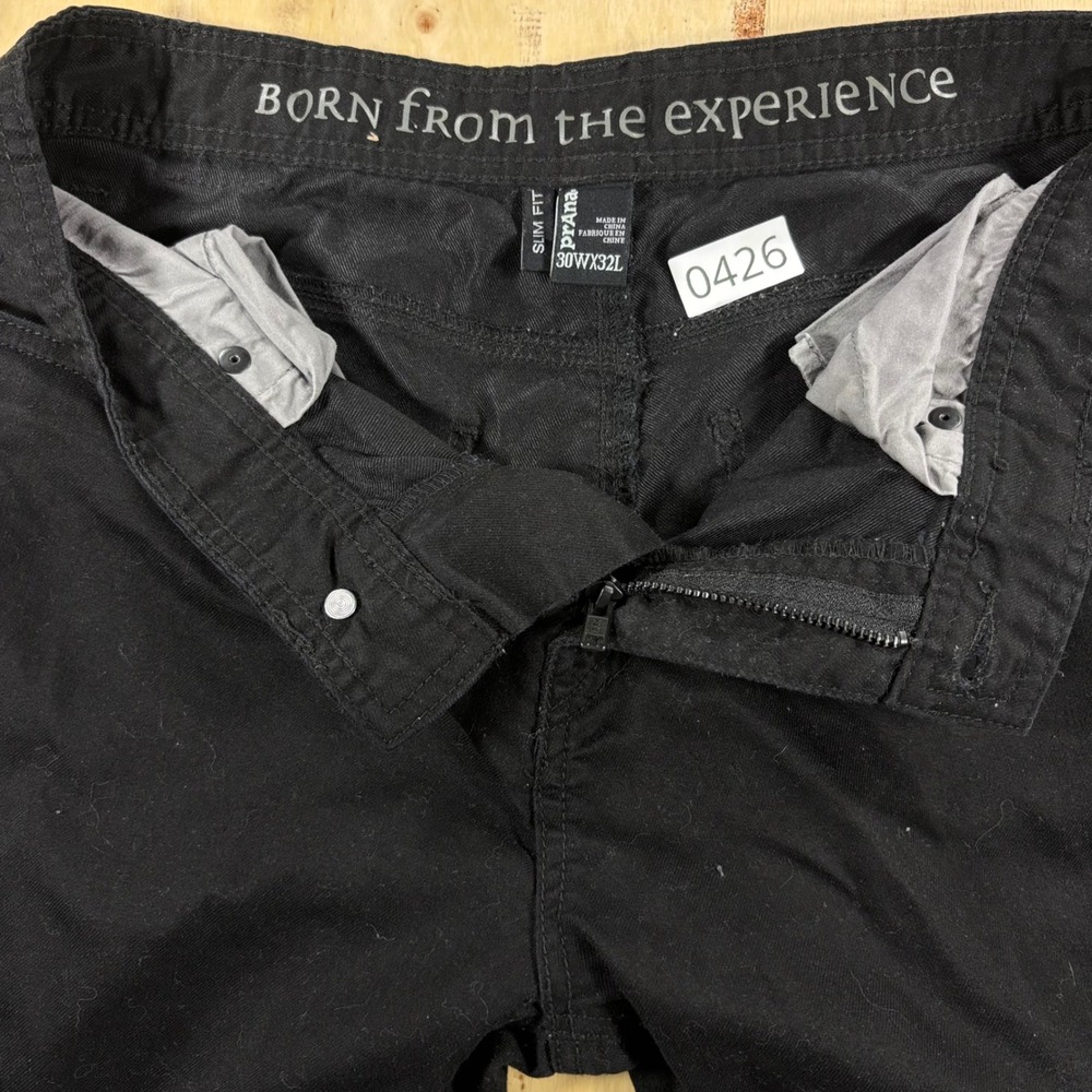 Prana Brion Slim Fit Pants Mens 30x32 Black Performance Hiking Outdoor Travel